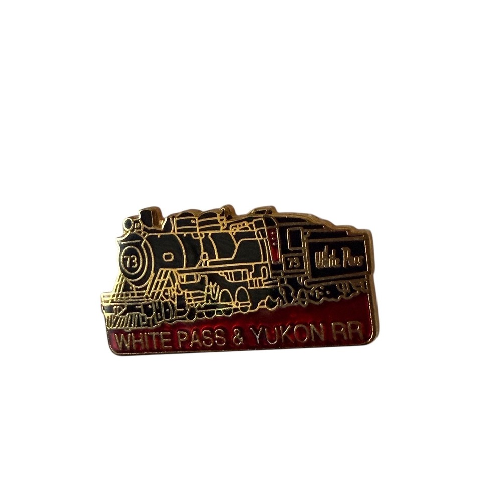 White Pass & Yukon RR Steam Locomotive Enamel Lapel Pin Train Souvenir Gold Tone